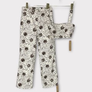 Reformation Sunny Floral Denim Two Piece Set Sz 2 NEW